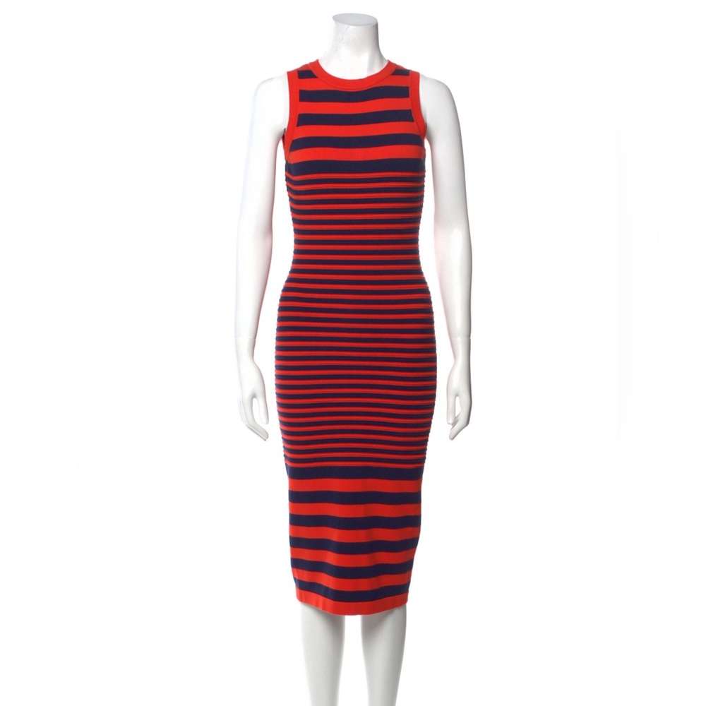 Milly Striped Midi Lenath Dress, Size Medium
